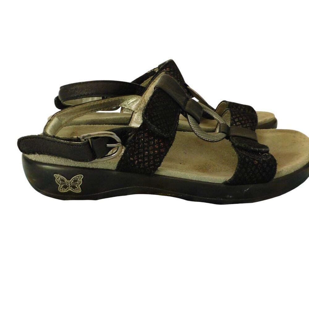 Alegria Sandals Womens Size‎ 37 US 6/6.5 Julie Black Leather Shimmer Comfort